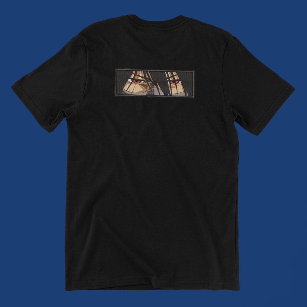 New- White&black Embroidered anime box T-shirt